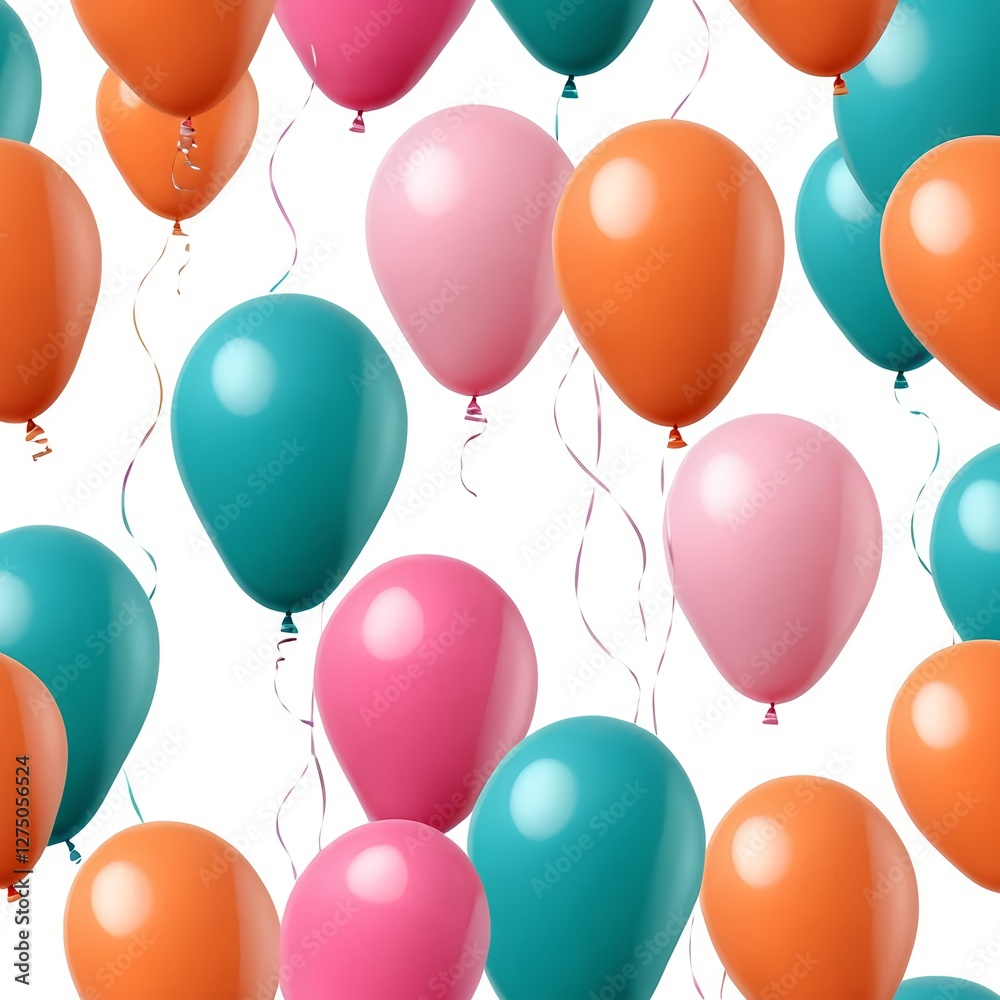 Colorful Balloons Floating on White Background Colorful Balloons Floating on White Background