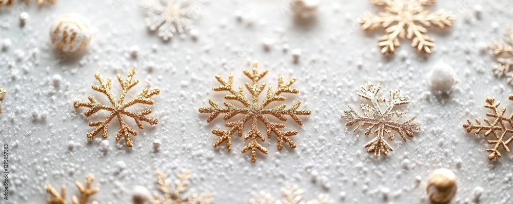 elegant winter invitation featuring golden text surrounded by snowflake patterns on a textured white background, Generative AI elegant winter invitation featuring golden text surrounded by snowflake patterns on a textured white background, Generative AI