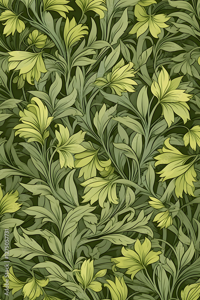 Naklejka premium Digital nature herbs and greens graphic poster background