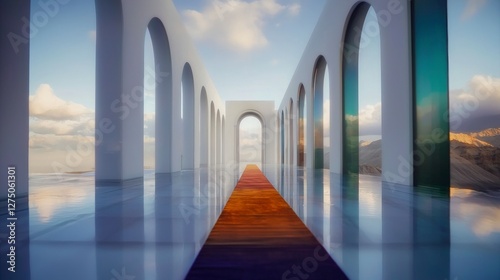 Modern Architecture  Serene Pathway to Panoramic View