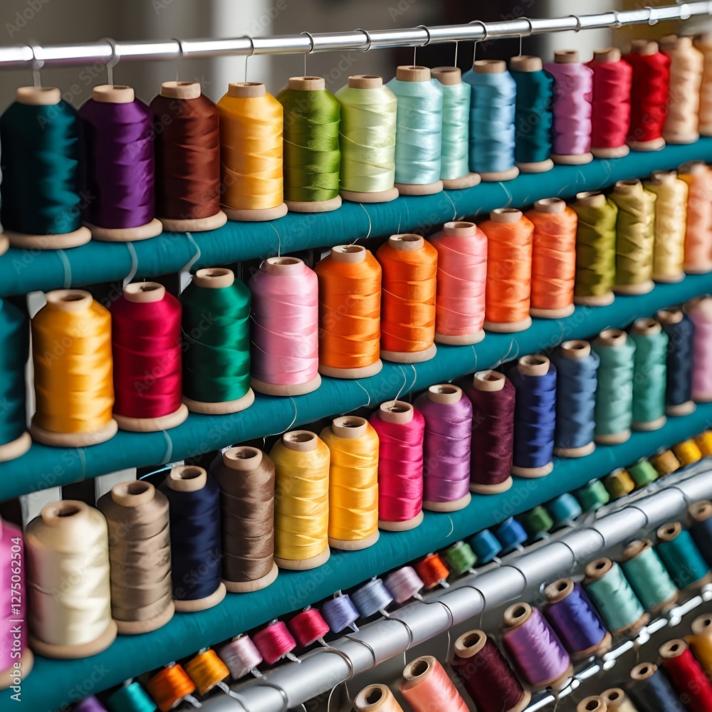 Colorful Threads Spools on Display Colorful Threads Spools on Display