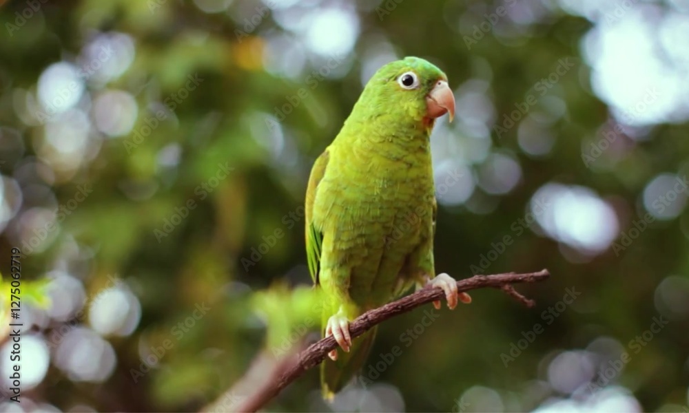 A Plain Parakeet also know as Periquito perched on branch. Species Brotogeris chiriri. Birdwatching. Birding. Parrot.ign - 4 A Plain Parakeet also know as Periquito perched on branch. Species Brotogeris chiriri. Birdwatching. Birding. Parrot.ign - 4