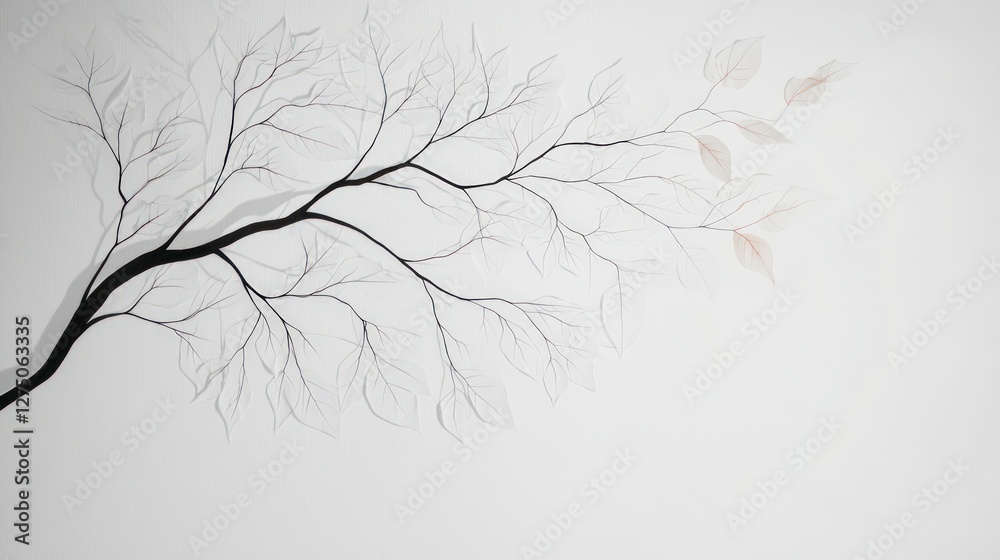 Obraz premium Elegant Black White Tree Branch Art Print Minimalist Nature Wall Decor Abstract Ink Pa