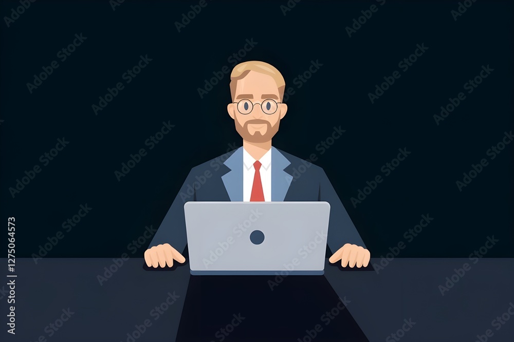 Businessman working on a laptop at the workplace. cartoon template. Businessman working on a laptop at the workplace. cartoon template.