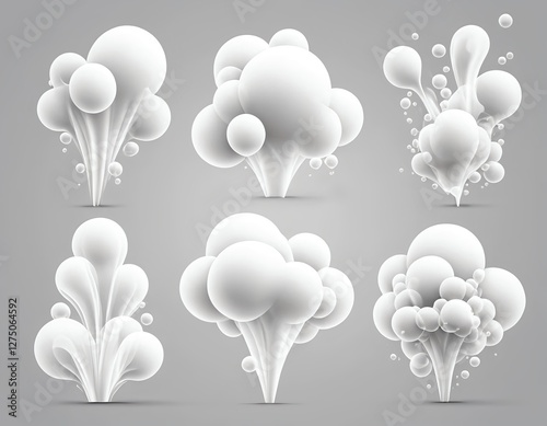 Abstract White Bubbles and Explosions Set