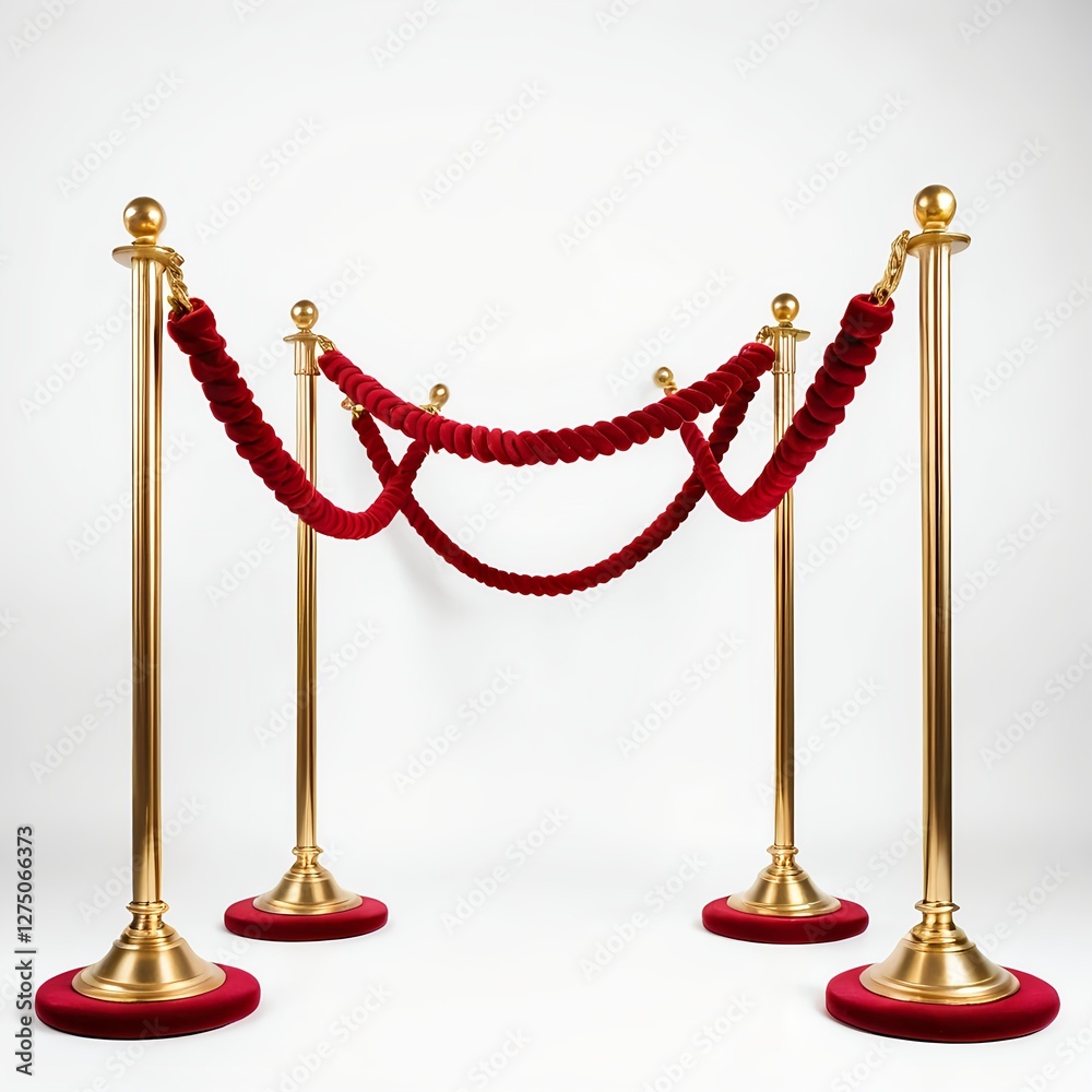 Gold Stanchions with Red Velvet Rope Gold Stanchions with Red Velvet Rope
