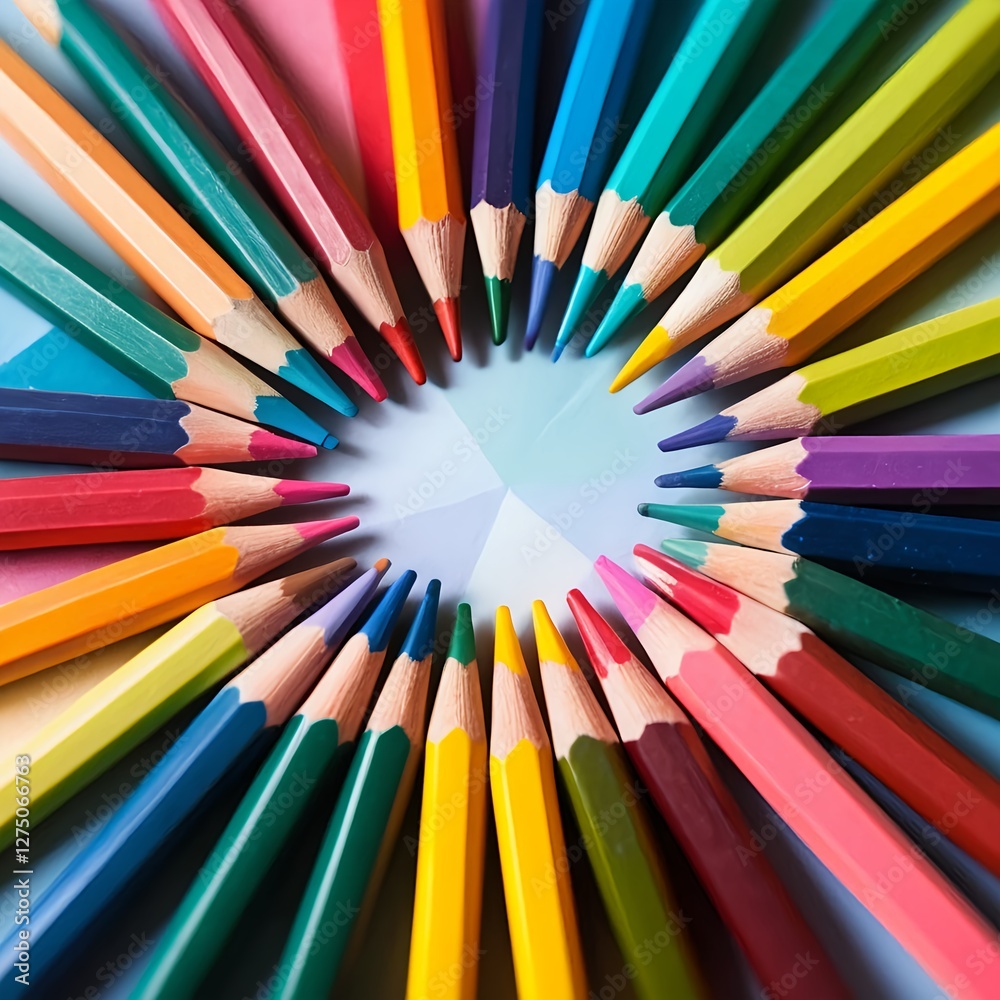 Colorful Pencils Arranged in a Circle Colorful Pencils Arranged in a Circle