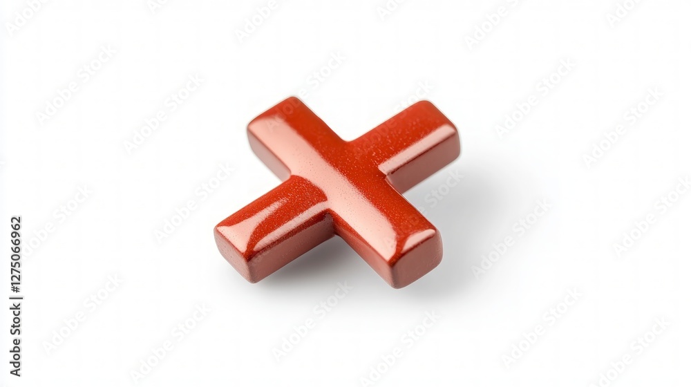 Obraz premium Red Cross Symbol Polished Stone Plus Sign Medical Healthcare Icon Abstract Backgrou