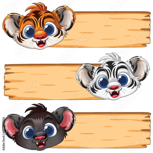Cute Animal Faces on Wooden Signs
