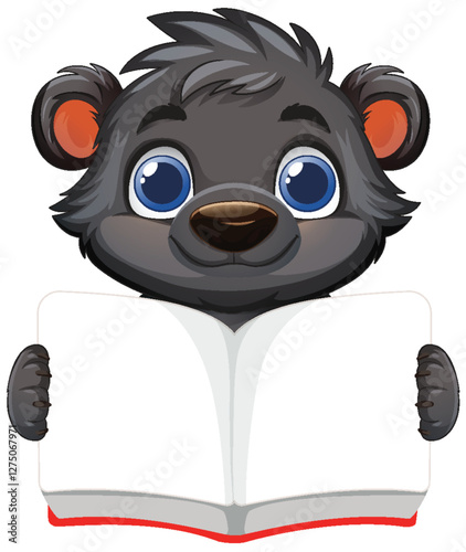 Cute Bear Reading a Book
