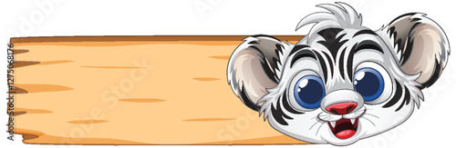 Cute Cartoon Animal with Wooden Sign