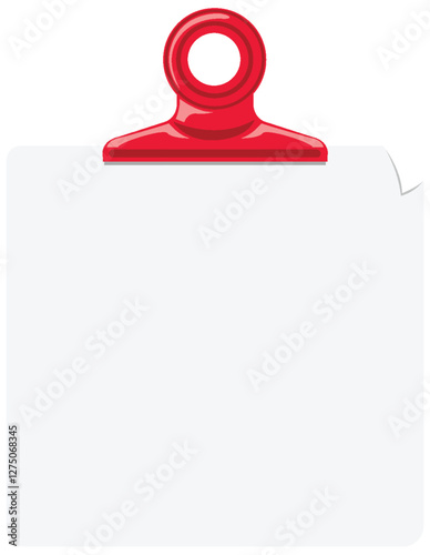 Red Clip Holding Blank Paper