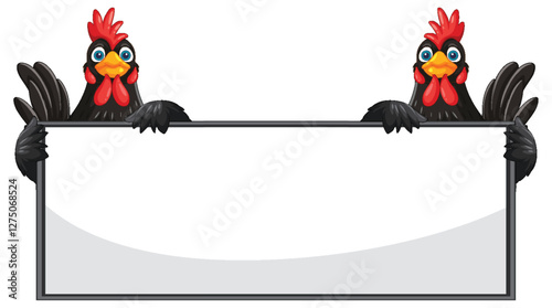 Chickens Holding a Blank Sign