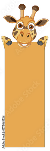 Cheerful Giraffe Holding a Blank Sign
