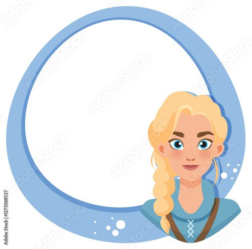 Blonde Character in Blue Frame