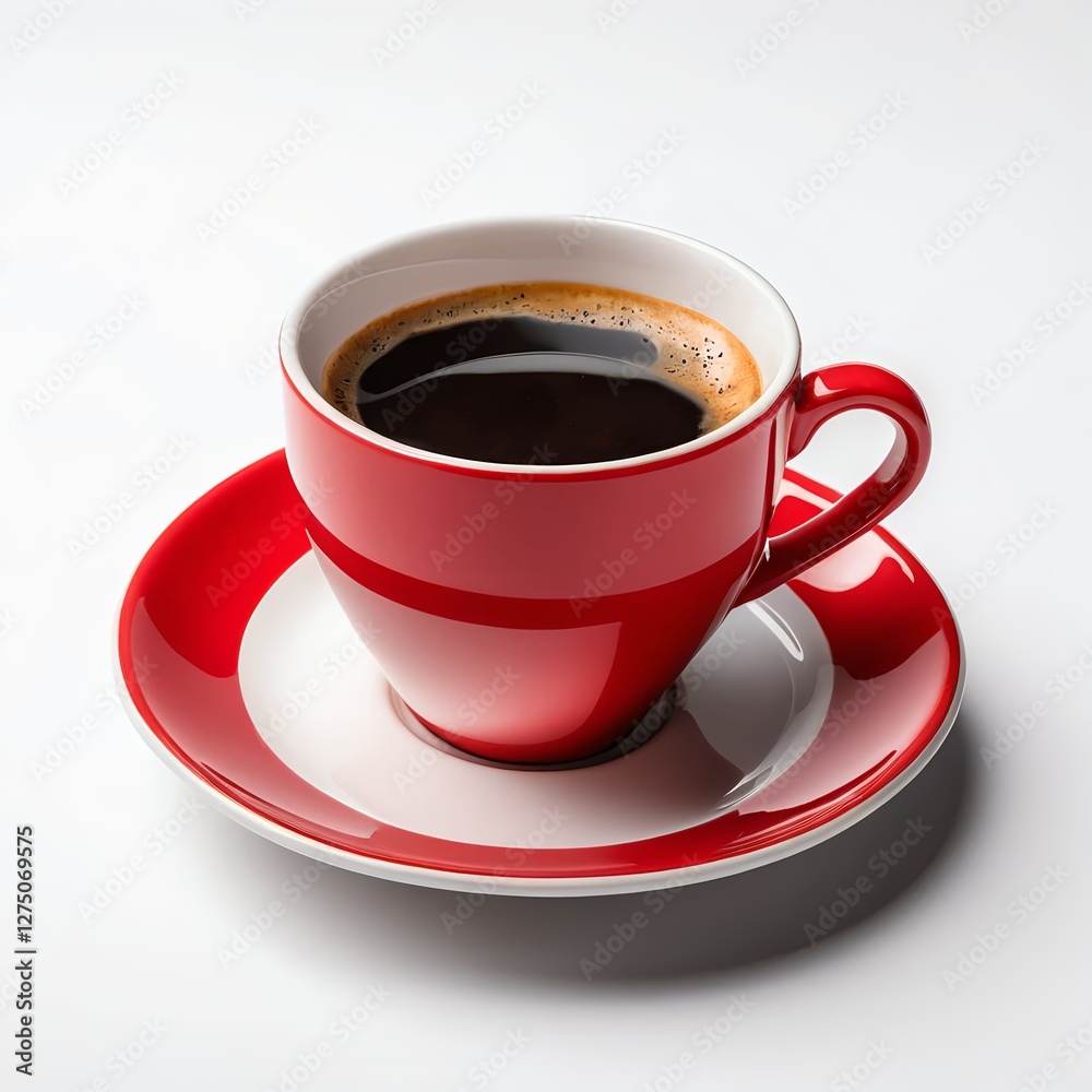 Red Coffee Cup and Saucer with Black Coffee Red Coffee Cup and Saucer with Black Coffee