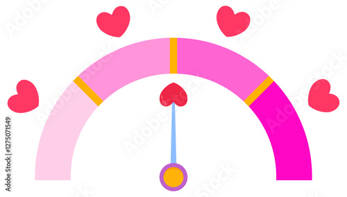 Flat icon love speedometer isolated on white background.