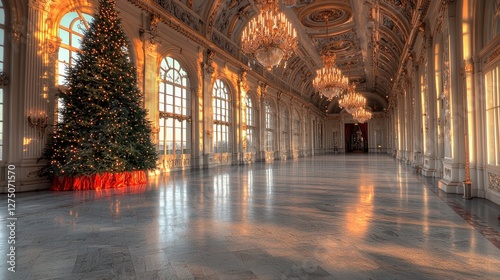 Wallpaper Mural Majestic Christmas Tree in Grand Palace Ballroom  Festive Holiday Decor Torontodigital.ca