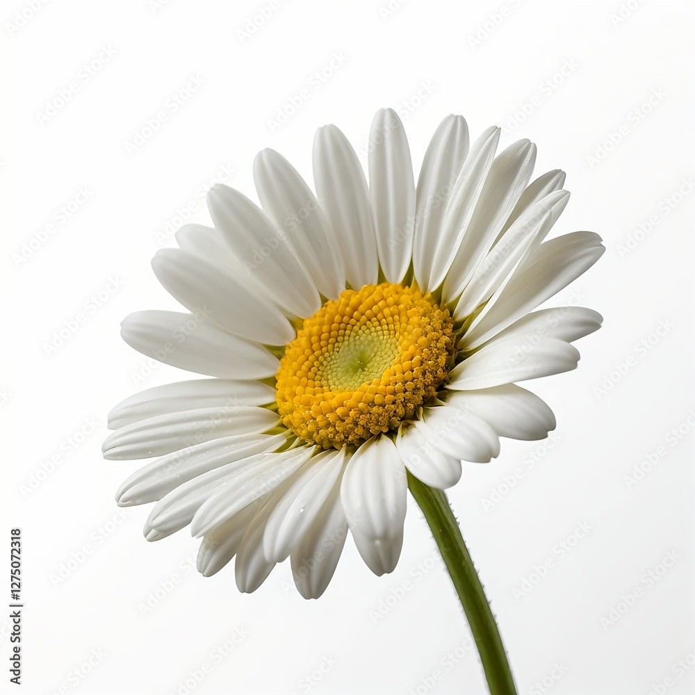 Single White Daisy Flower on White Background Single White Daisy Flower on White Background