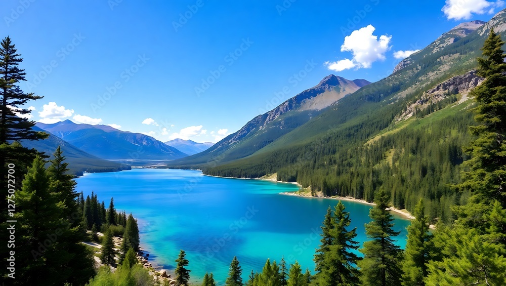 Fototapeta premium Stunning Alpine Lake Amidst the Wasatch Mountains, Salt Lake, Utah