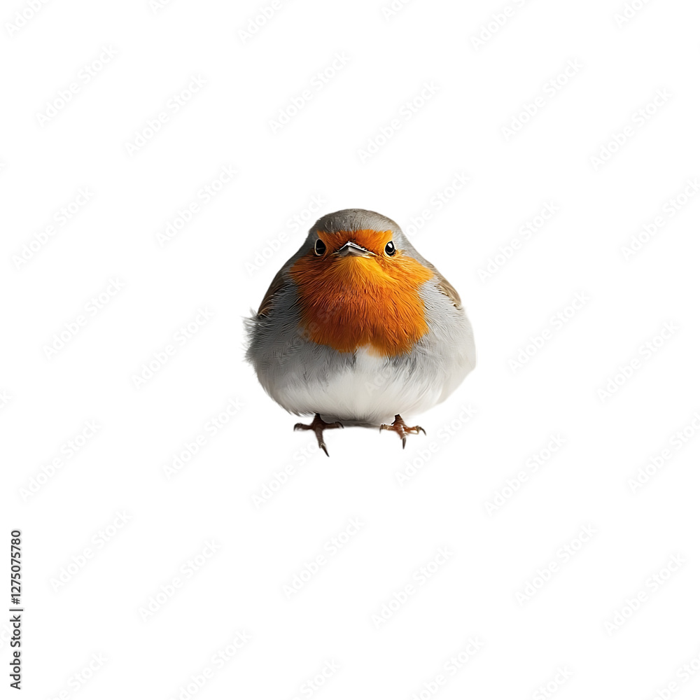 Obraz premium Cute robin bird, front view, studio shot, for nature, education, or social media