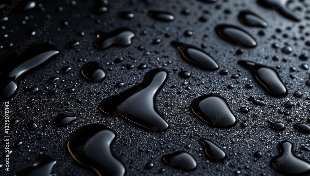 Dark surface, water droplets, macro, background blur, texture Dark surface, water droplets, macro, background blur, texture