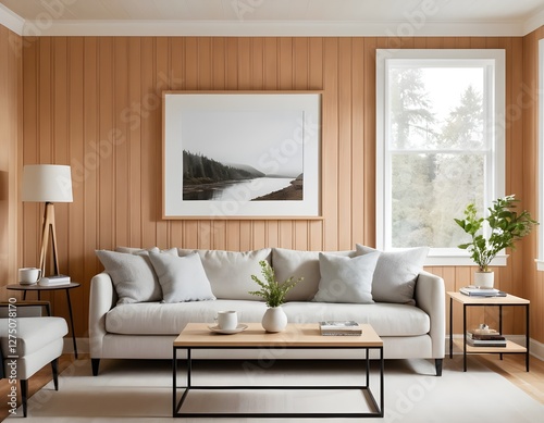 Modern Living Room Interior with Neutral Tones and Natural Light