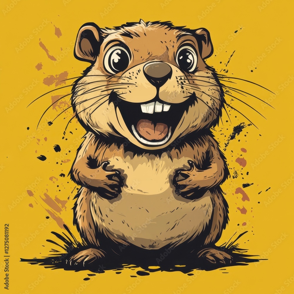 Obraz premium T shirt Design Cheerful Groundhog