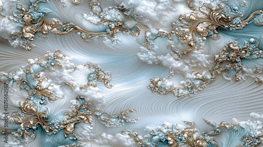 Abstract Teal Gold Swirling Cloud Design Abstract Teal Gold Swirling Cloud Design