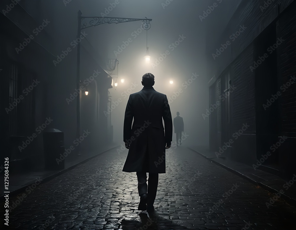 Obraz premium Mysterious Foggy Night Street