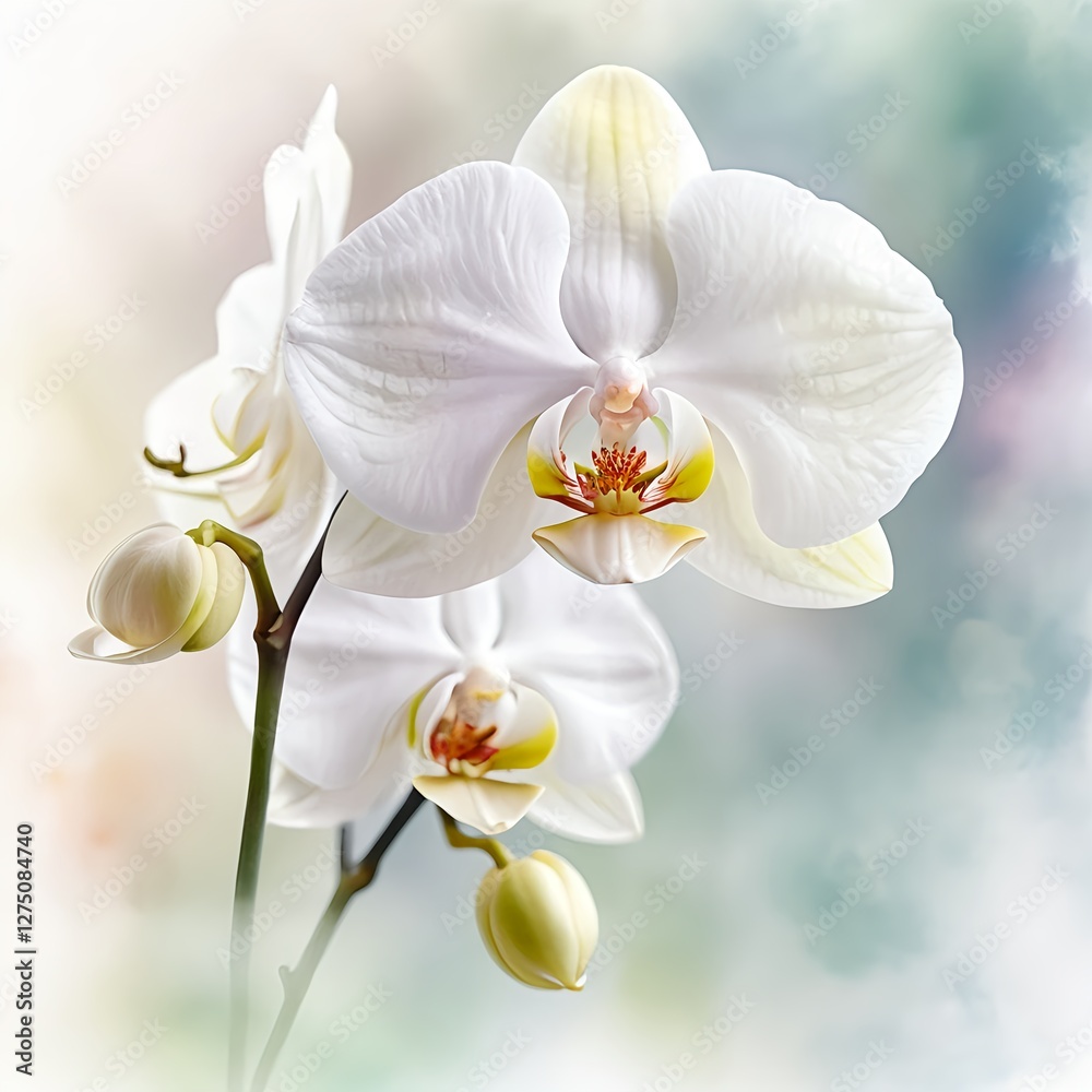 Fototapeta premium Elegant White Phalaenopsis Orchid Blossom