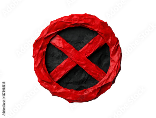 A bold red and black symbol representing prohibition and restriction. photo