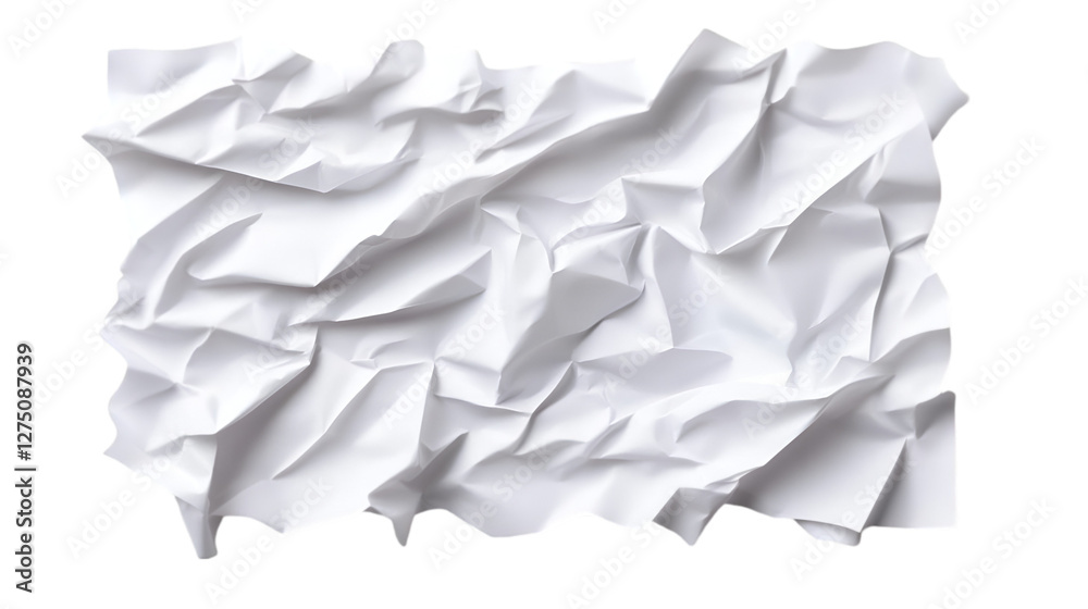 Obraz premium Crumpled white paper texture ideal for backgrounds or creative projects.