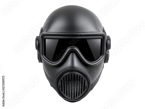 High-quality black gas mask designed for safety and protection in hazardous environments. photo