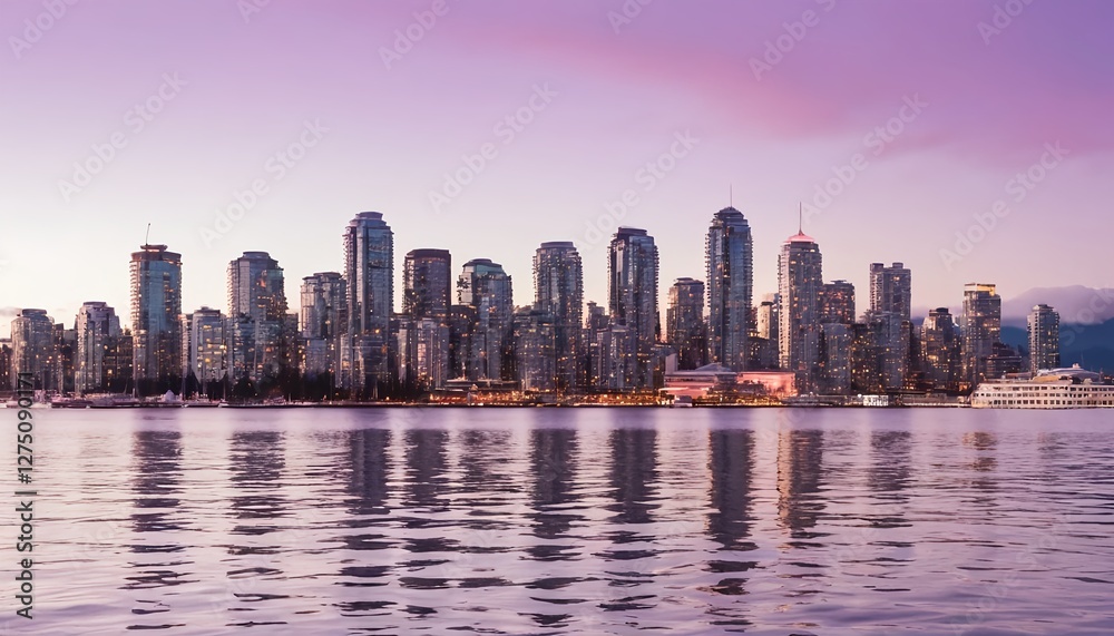 Fototapeta premium City Skyline Reflection at Sunset