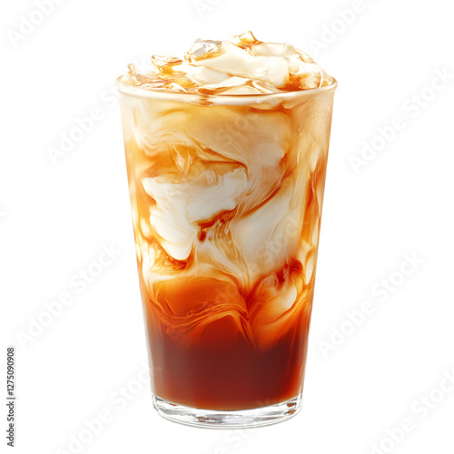 A Captivating Swirl of Creamy Thai Iced Tea in a Glass