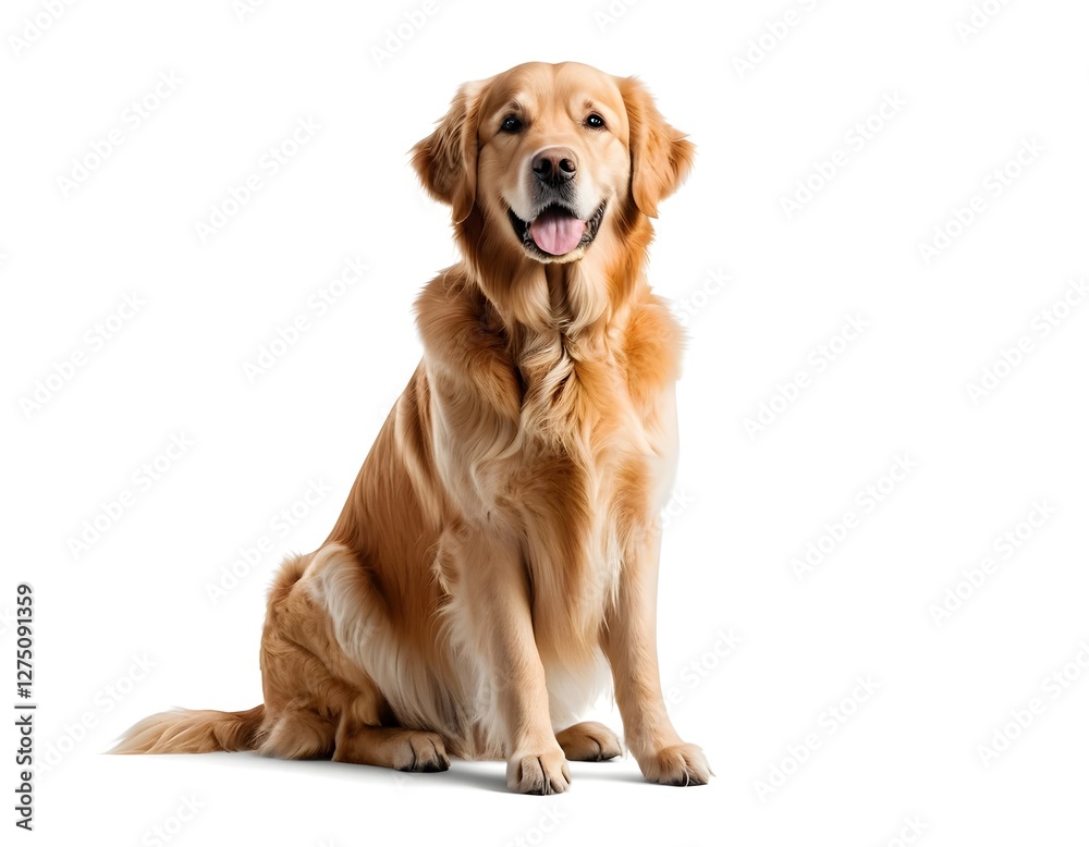 Happy Golden Retriever Dog Sitting Happy Golden Retriever Dog Sitting