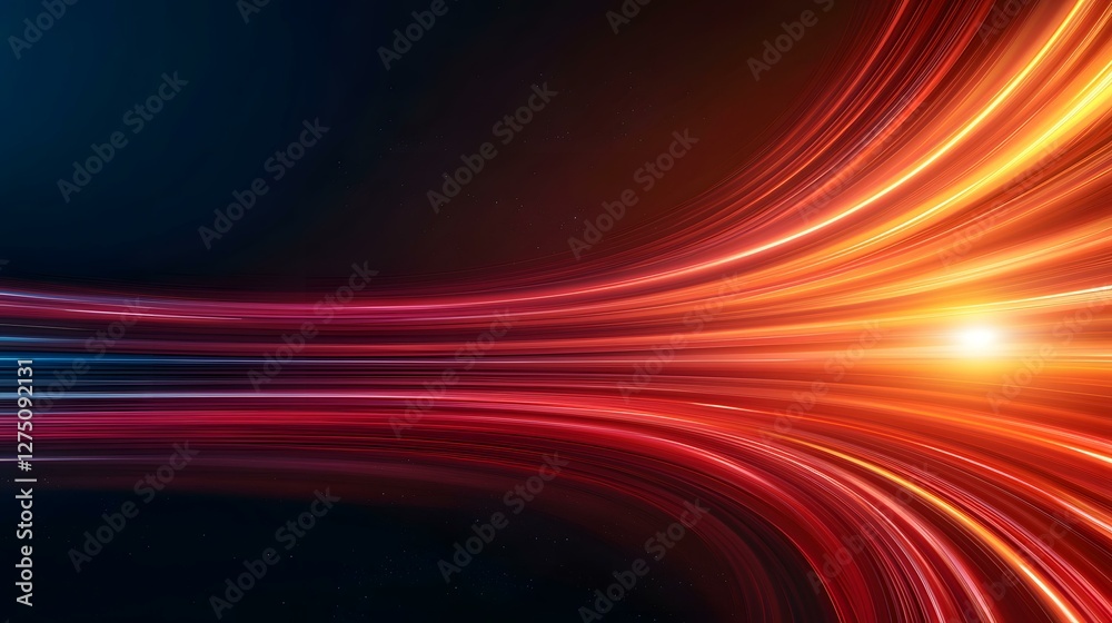 The image contains abstract streaks of light in shades of red, orange, and blue, curving around a bright center point against a dark background. The overall effect is a dynamic and energetic represe The image contains abstract streaks of light in shades of red, orange, and blue, curving around a bright center point against a dark background. The overall effect is a dynamic and energetic represe
