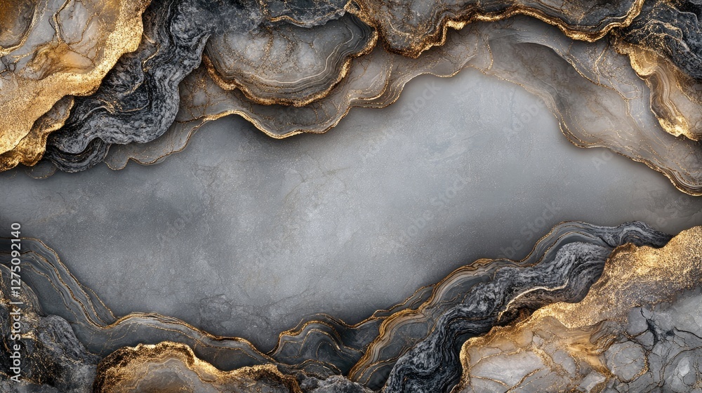 Fototapeta premium Abstract Grey and Gold Marble Art Design
