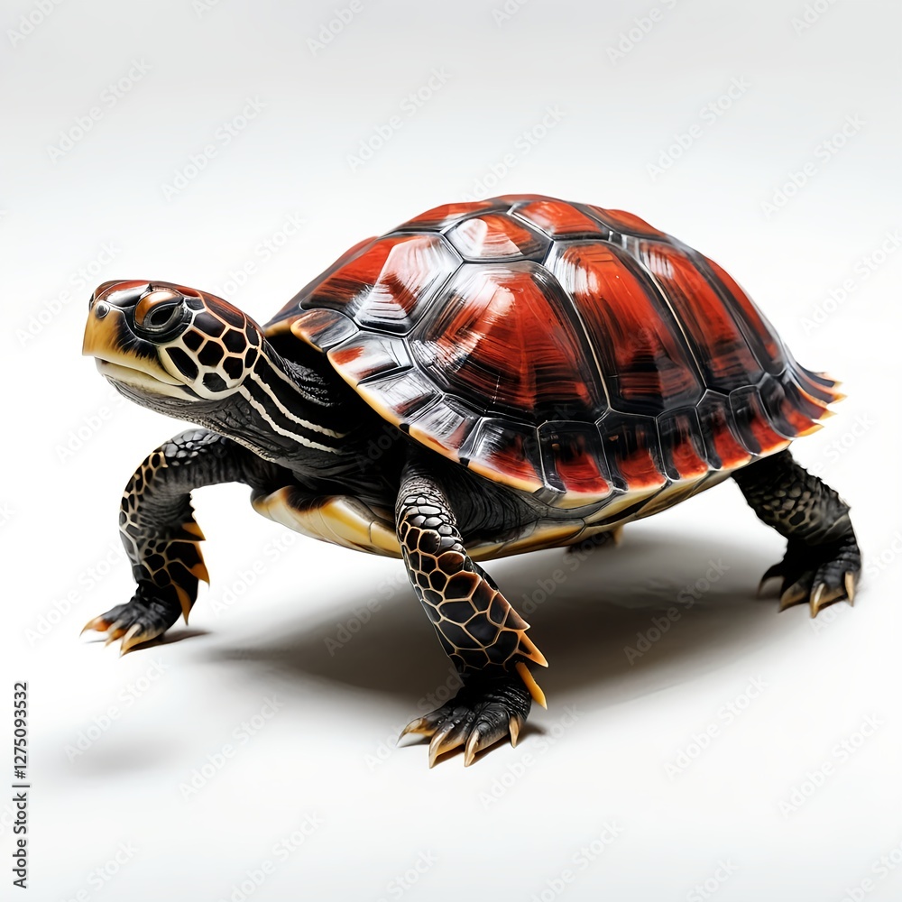 Obraz premium Red-footed Tortoise on White Background