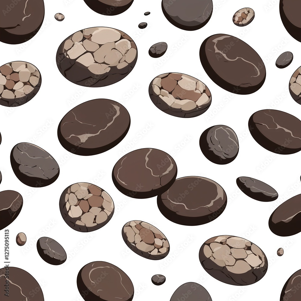 Fototapeta premium Abstract Brown Stones Seamless Pattern