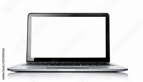 Minimalist White Laptop Mockup Against a Sleek Black Background, Showcasing Modern Design in a Clean and Crisp Manner, Perfect for Digital Art, Home Decor, or Design Inspiration.