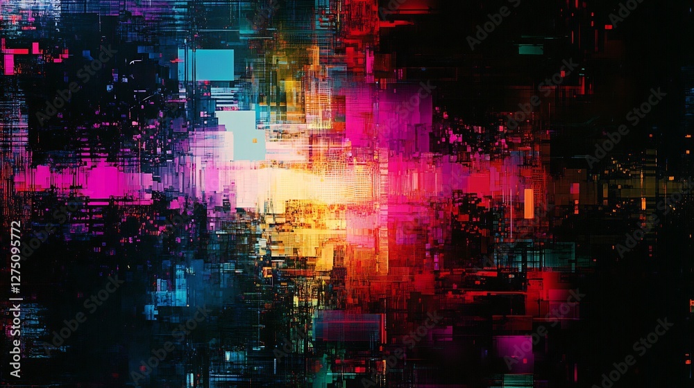 Fototapeta premium colorful digital glitch effect with abstract patterns
