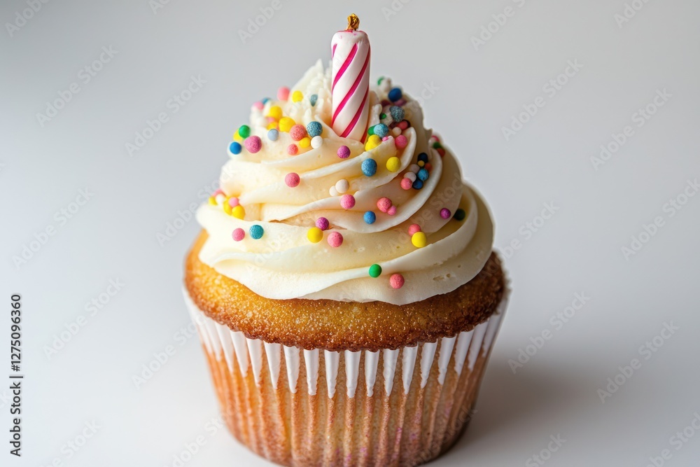 Clear white background with isolated birthday cupcake. Clear white background with isolated birthday cupcake.