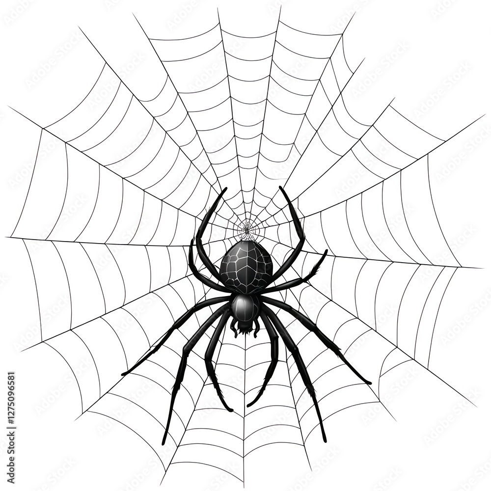 Obraz premium Black Spider on its Web