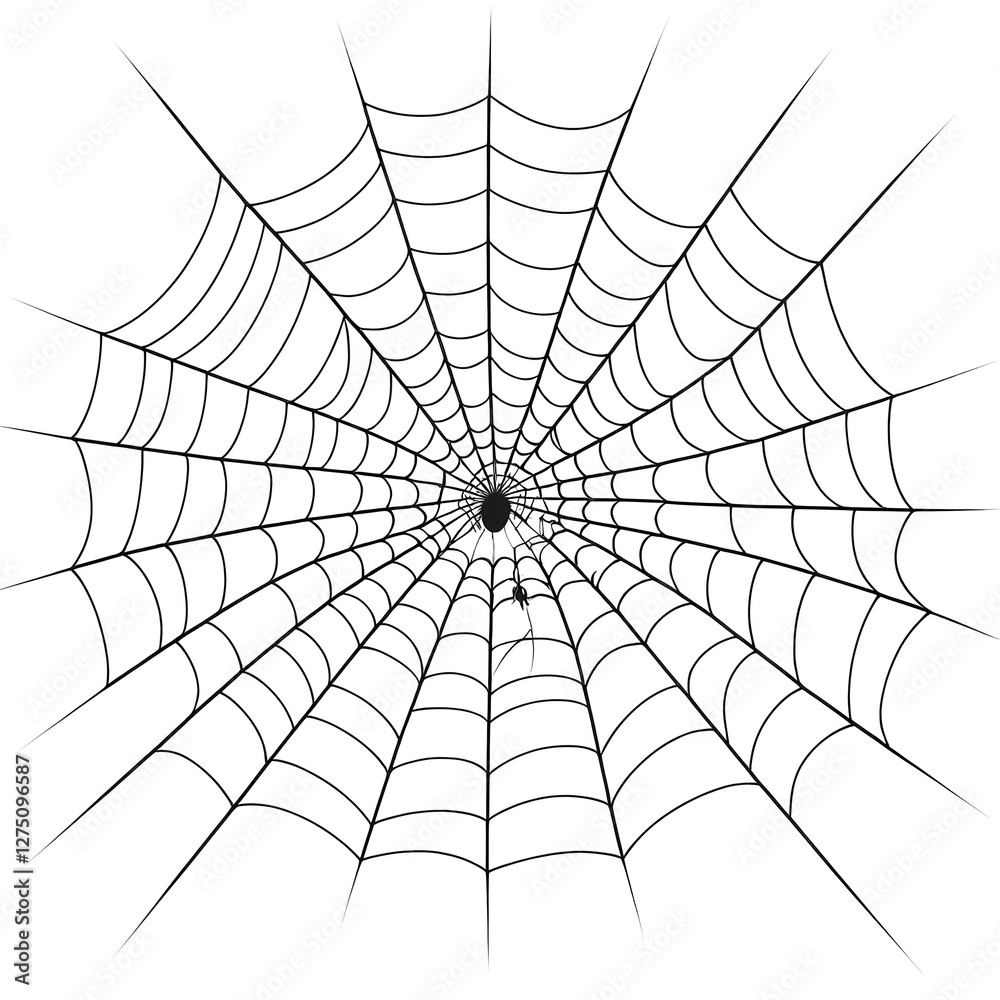 Obraz premium Spiderweb with Spider Silhouette