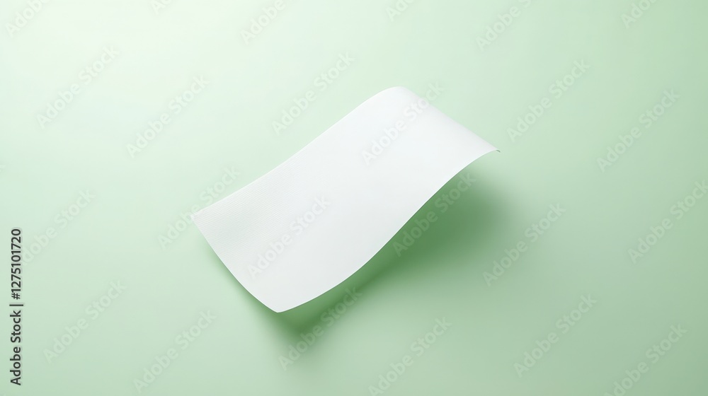 Blank paper mockup, light green background, studio shot, design template Blank paper mockup, light green background, studio shot, design template