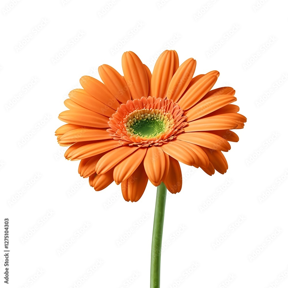 Single Orange Gerbera Daisy Flower on White Background Single Orange Gerbera Daisy Flower on White Background