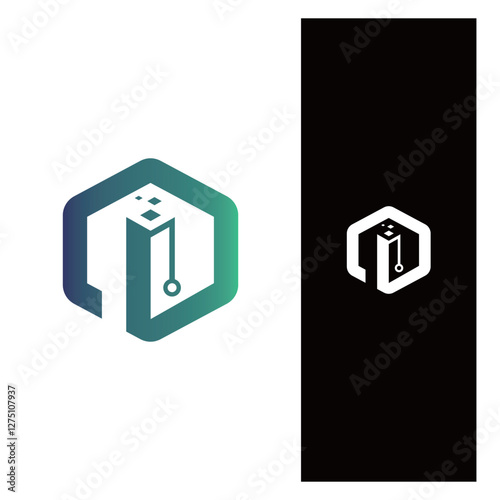 Tech icon logo, letter i logo