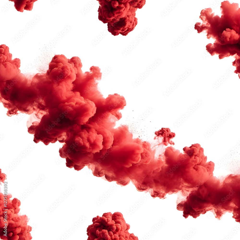 Abstract Red Ink Cloud Explosions